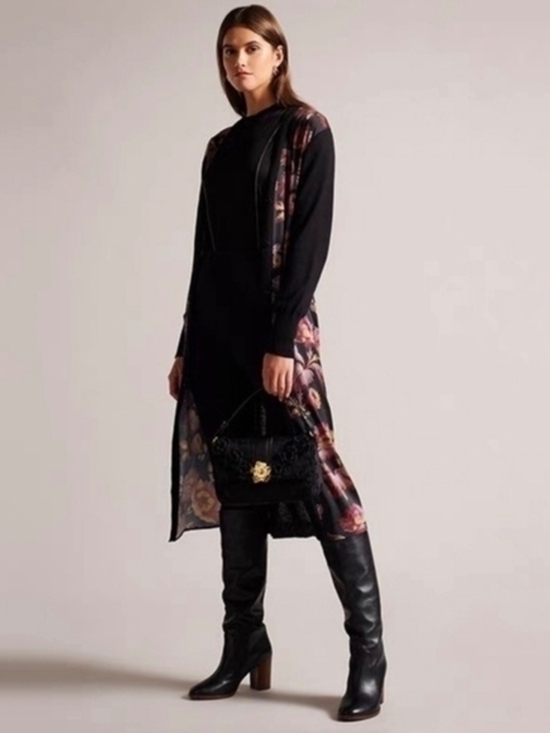 Ted Baker Dresses & Skirts - Ted Baker Womens Black Maiybel Longline Woven Cardigan dress